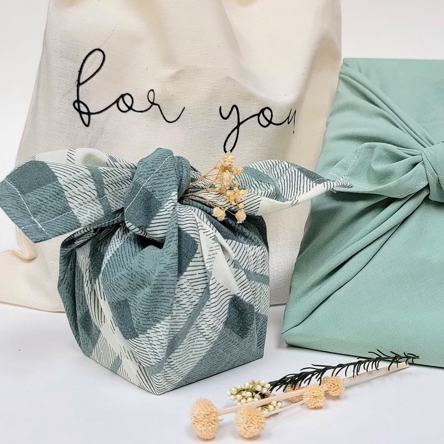 Reusable Gift Wrapping Cloth - Evergreen Plaid