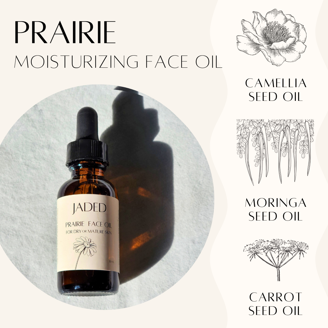 prairie moisturizing face oil camellia seed, moringa and carrot seed oil