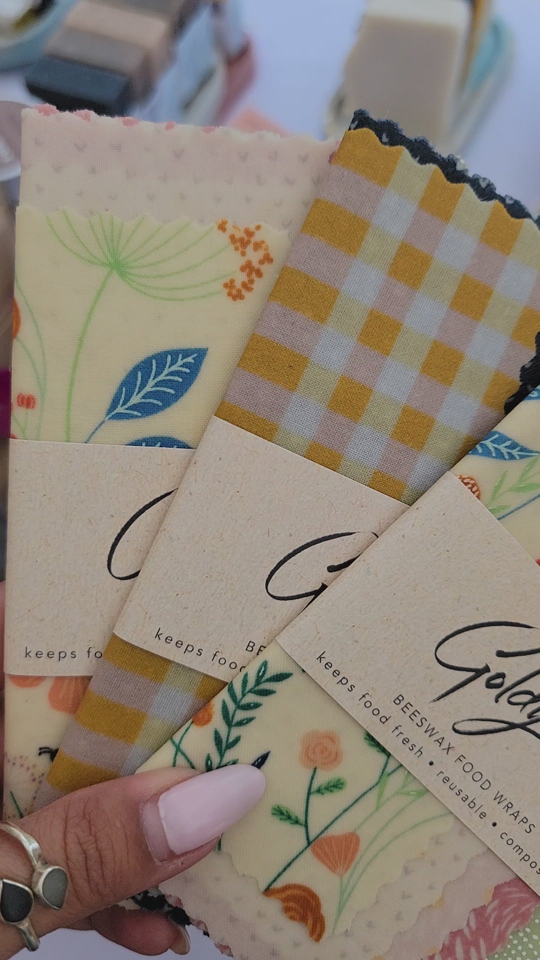 3 sets of itty bitty mini beeswax wraps by goldilocks goods