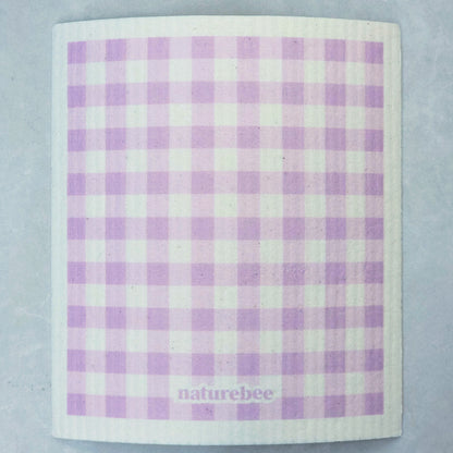 purple gingham swedish dishcloth