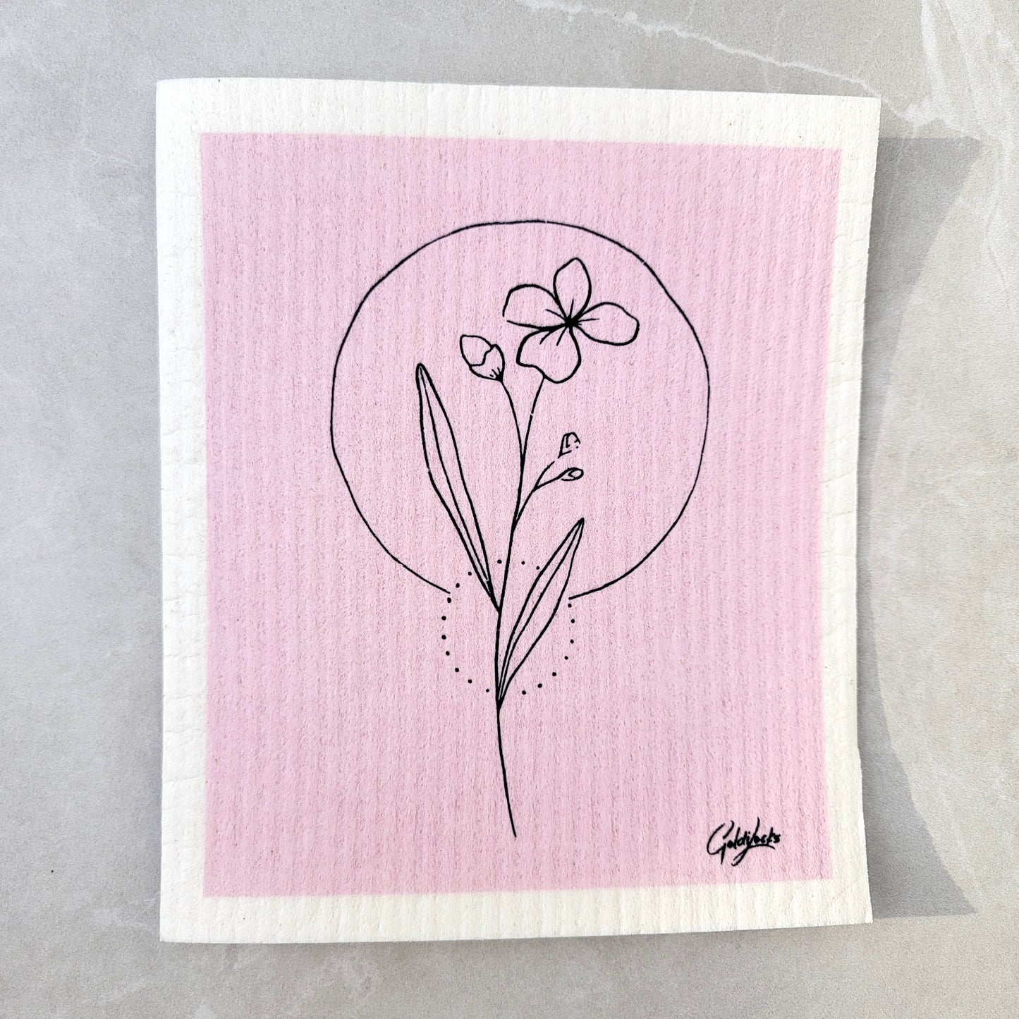 Swedish Dishcloth - Pink Wildflower