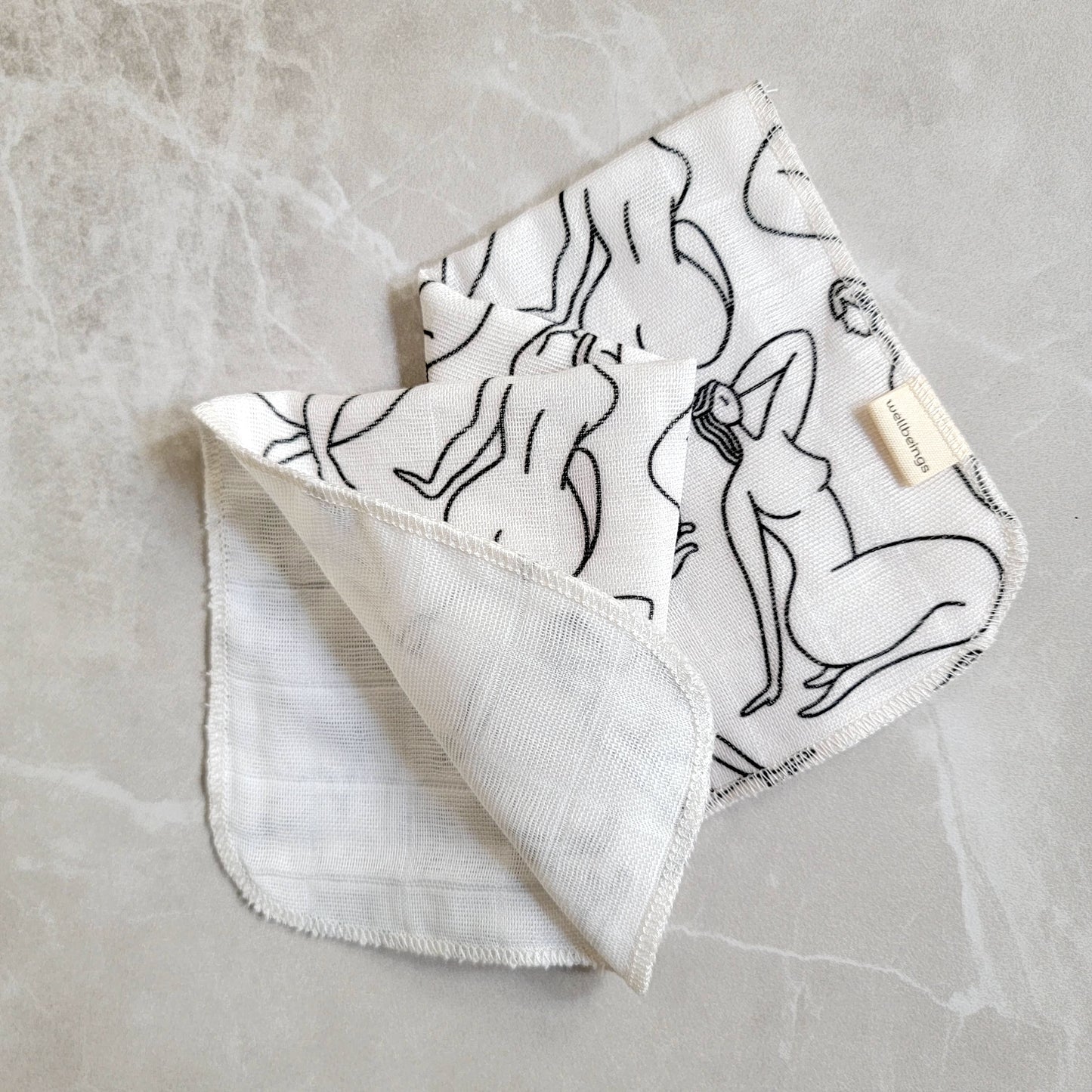 Organic Cotton Face Cloth - Line Figures