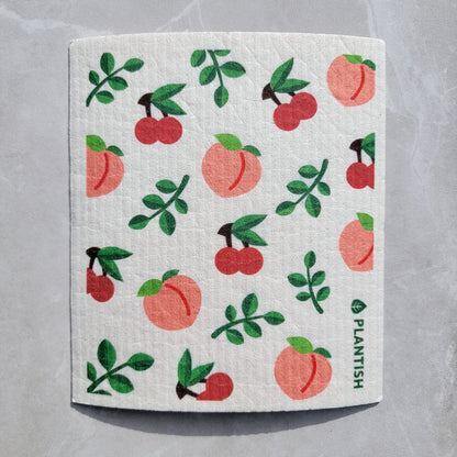 swedish dishcloth peach and cherries 